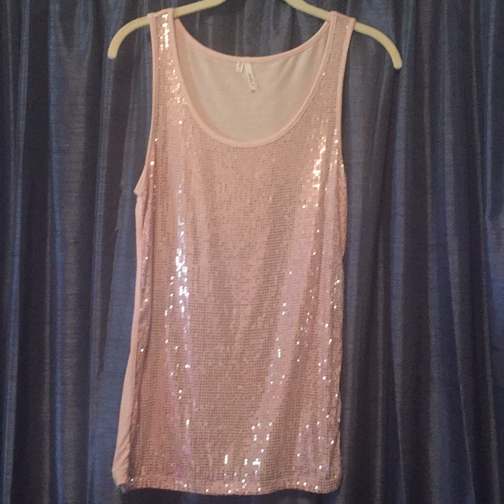 Pink Sequin Tank Top